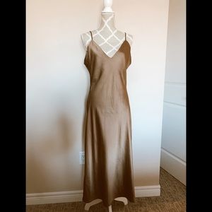 Beige Satin Slip Dress